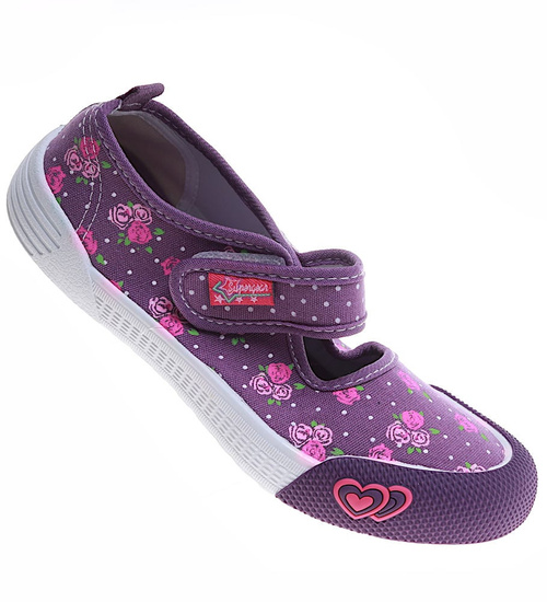 Dziewczęce wycięte fioletowe tenisówki z rzepem /F10-1 16888 T1-6/