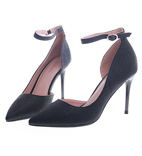 Czarne damskie szpilki czółenka /A3-2 13279 T391/