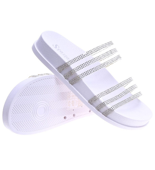 Białe basenowe wodoodporne klapki damskie /D7-2 14293 S038/