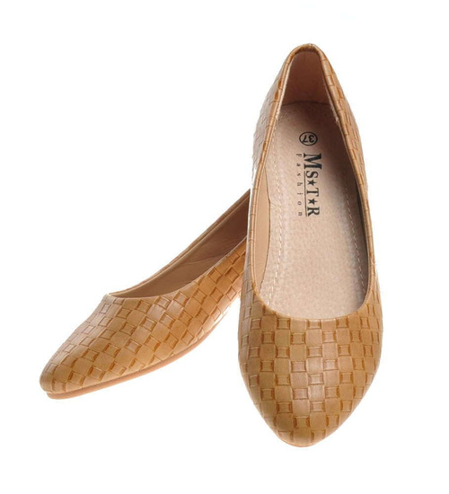 Modne damskie balerinki Yellow /B4-2 4639 S078/