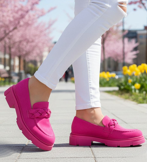 Fuksjowe półbuty mokasyny na platformie /A8-2 12699 T798/