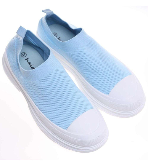 Błękitne trampki na platformie wsuwane /E1-3 18746 T7/