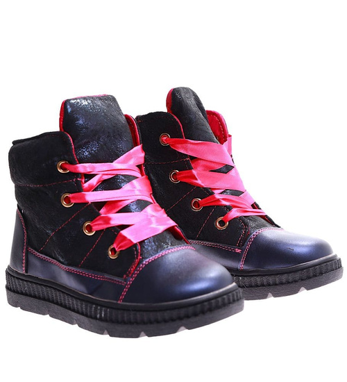 Botki trampki ocieplane granatowe dziewczęce /E7-3 16983 T198/