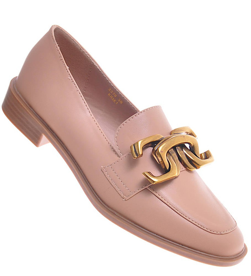 Półbuty oxfordy z ozdobą Khaki /A6-2 11601 T581/