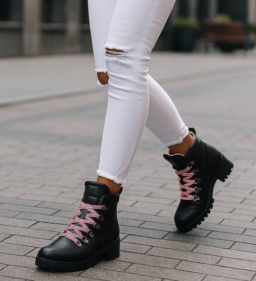  Czarne trapery damskie z ociepleniem /E3-1 +h2 17030 T285/