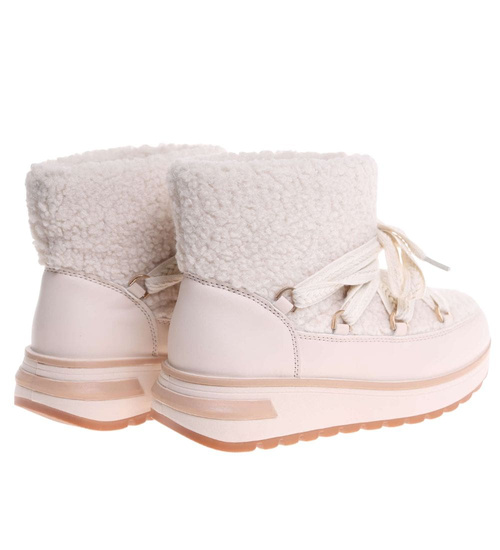 Zimowe botki śniegowce z futerkiem Beżowe /D5-2 18567 W341/