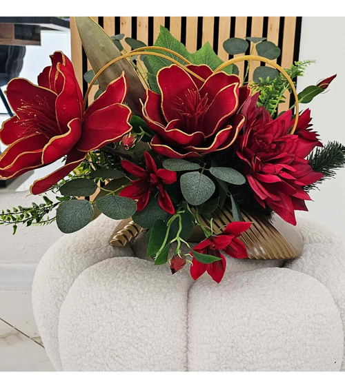 Duży stroik Czerwone kwiaty KOMP131 M700