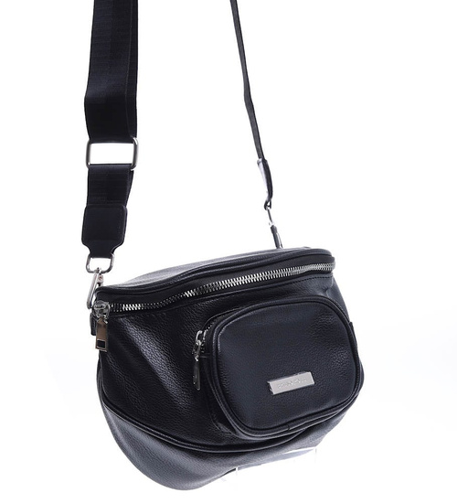 Czarna torebka listonoszka- nerka z paskiem /H2-K12 TB535 M132/