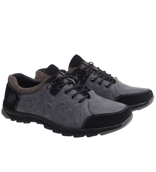 Szare sznurowane obuwie trekkingowe /A5-3 18033 T386/