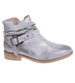 Srebrne damskie botki z wyciętą cholewką /D3-3 18515 T198/