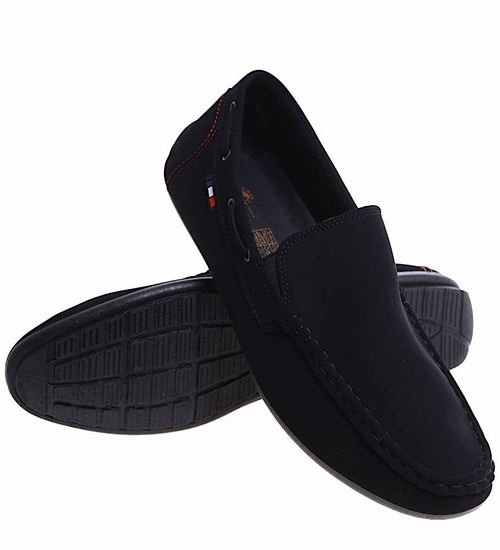 Czarne wsuwane półbuty mokasyny /B2-3 16628 S396/