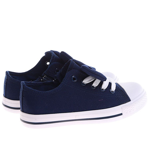 Granatowe dziewczęce trampki z kokardą /D1-2 16785 T183/