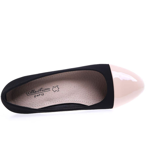 Czarne czółenka damskie na klocku /A8-3 8311 S198/