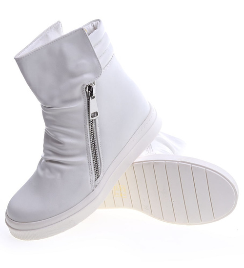 Białe trampki sneakersy na niskim koturnie /C3-2 13325 T194/