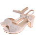 Sandały damskie beżowe na słupku i platformie /C3-3 16076 G189/