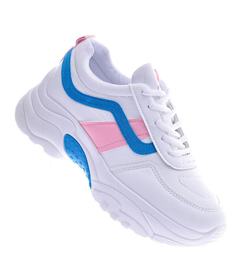 Wiązane sportowe buty damskie białe /F1-3 12519 T292/