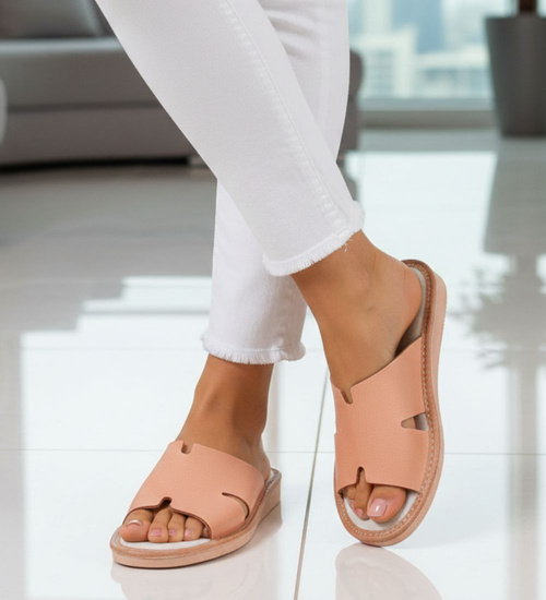 Skórzane domowe klapki kapcie /E4-1 12934 S194/