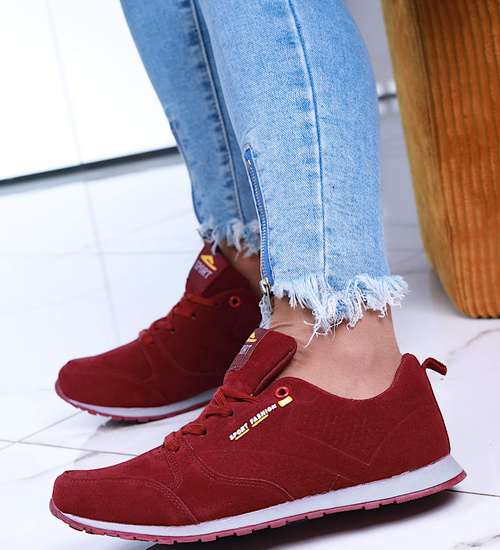 Wiązane bordowe sportowe buty damskie /F5-3 15093 T349/