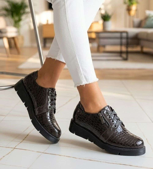 Sznurowane wiosenne półbuty dziewczęce /F5-2 14935 T039/