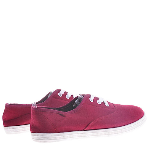 Sznurowane tenisówki dziewczęce Bordowe /D8-1 11158 T007/