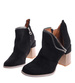 Czarne damskie botki na stabilnym obcasie /D6-1 12420 T220/