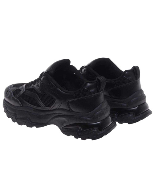 Damskie buty sportowe czarne na platformie /B4-3 18657 S242/