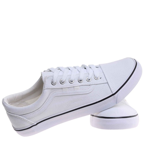 Trampki męskie niskie Sznurowane białe z tkaniny /B5-3 18010 T238/