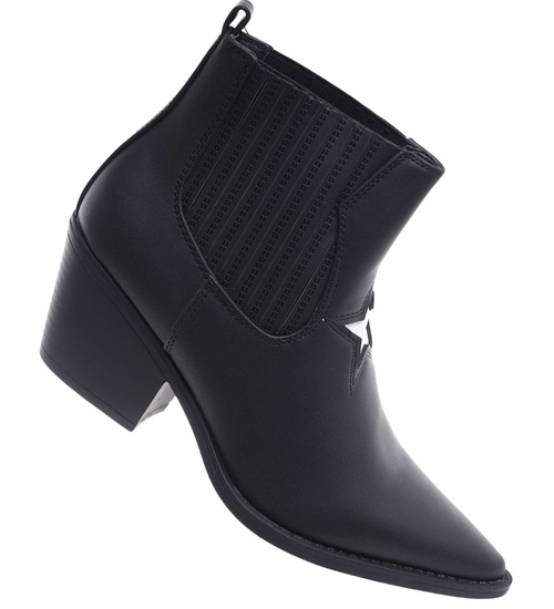 Czarne botki kowbojki lekko ocieplane /G3-3 18305 T199/