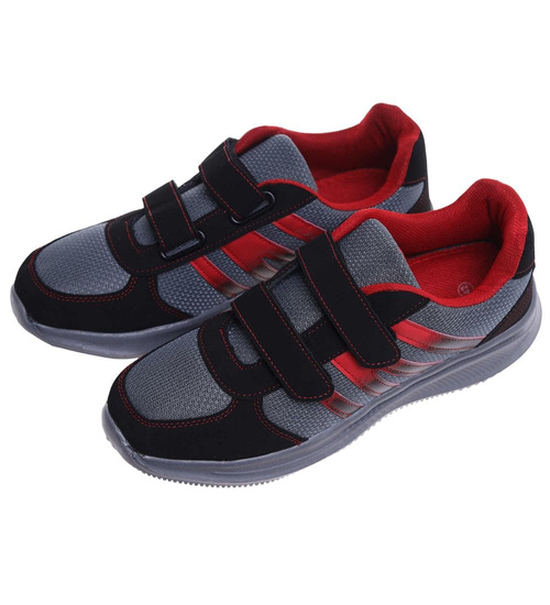 Czarno czerwone buty sportowe na rzepy /A10-1 18159 T299/