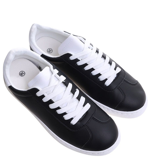 Czarne damskie trampki tenisówki /D8-2 17199 G221/