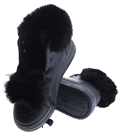 Ocieplane botki jak trampki czarne /A9-2 15027 S394/