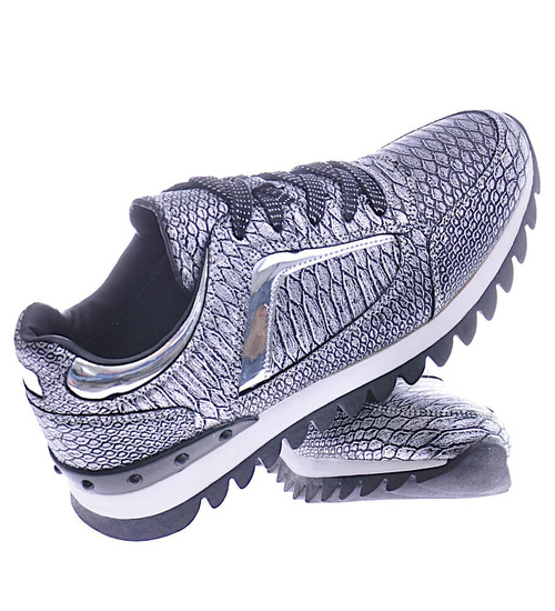 Damskie trampki sneakersy srebrne /E6-1 12549 T285/