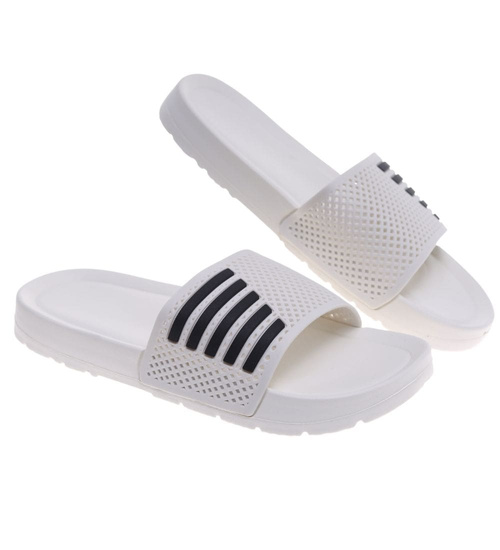 Klapki damskie na basen wodoodporne białe ażurowe /D8-1 18639 T187/