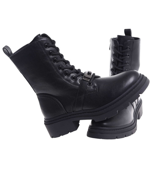 Czarne ocieplane botki trapery /K3-3 18532 W384/