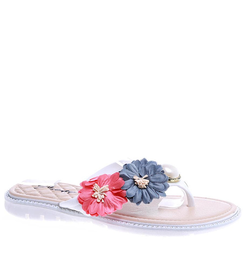 Plażowe białe klapki japonki /G11-1 14439 T097/
