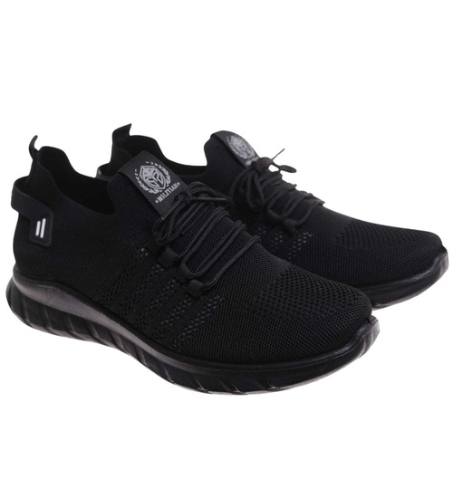 Wkładane czarne męskie buty sportowe Duże rozmiary /G8-1 17958 S374/