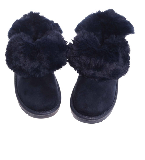 Granatowe kozaki śniegowce z futerkiem /A2-2 17093 T195/