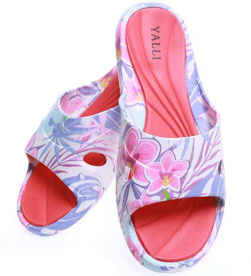 Wodoodporne basenowo plażowe klapki damskie Fioletowo czerwone /F1-1 15573 S089/