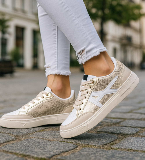 Trampki damskie sznurowane złote /i6-2 H2 18477 W16-6/