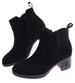 Czarne zamszowe botki lekko ocieplane /G1-3 18233 W492/