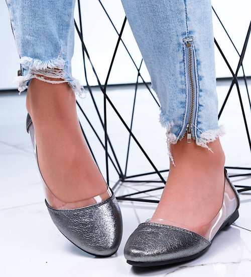 Transparentne srebrne balerinki /G4-2 15847 T190/