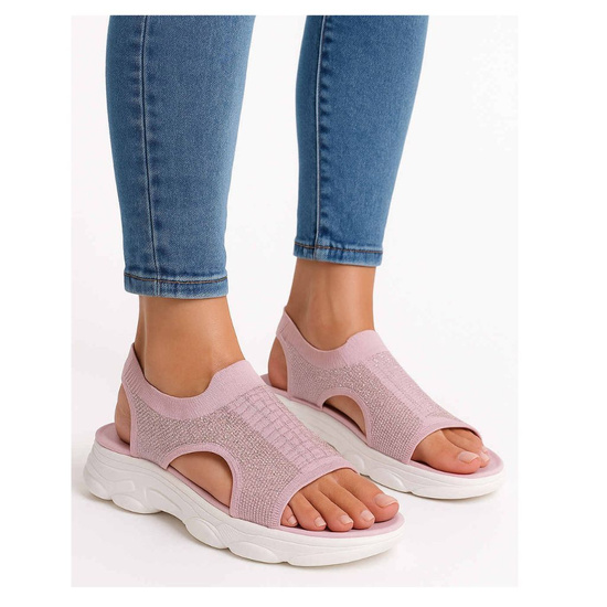Różowe elastyczne sandały na platformie /A1-2 17743 W132/