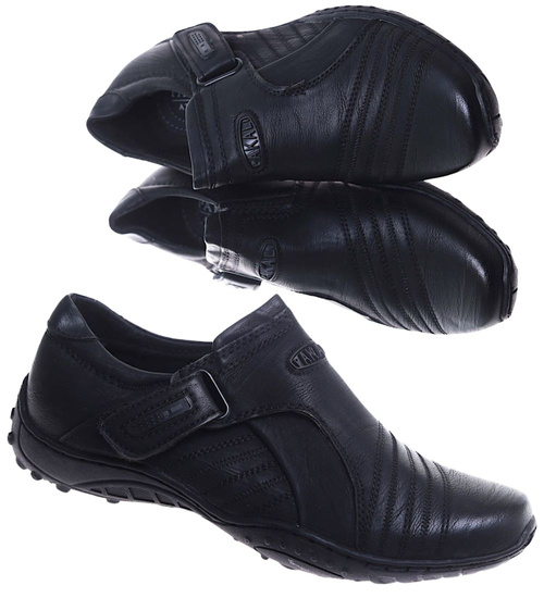 Czarne chłopięce półbuty na rzep /F6-2 13861 T068/