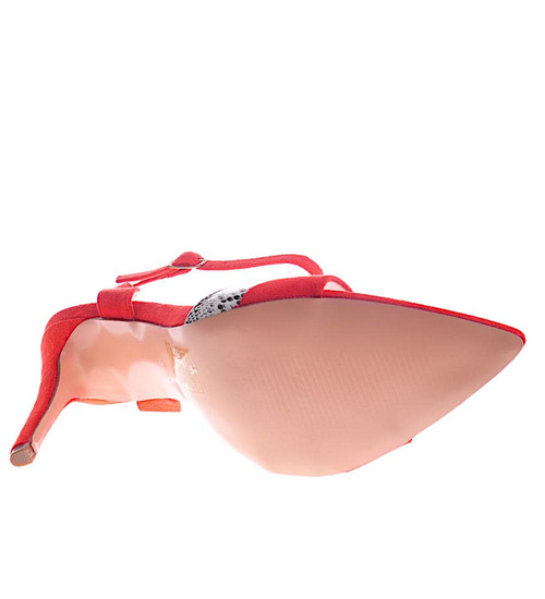 Czerwone damskie sandały na szpilce /G9-2 12058 T390/