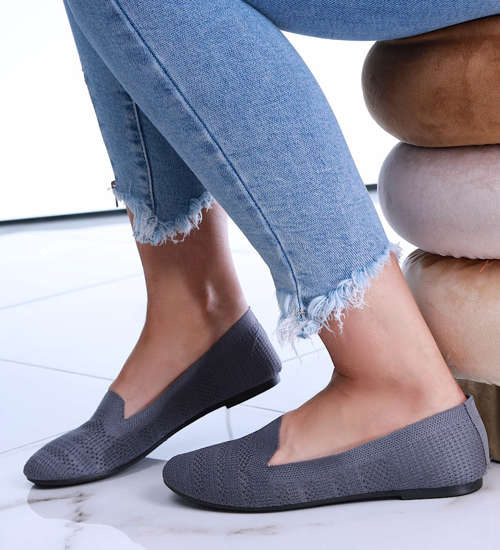 Ażurowe szare balerinki damskie /D6-2 14451 T190/