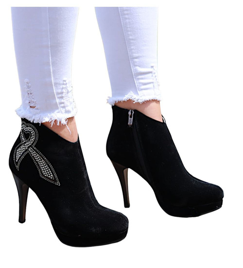 Czarne damskie botki na szpilce /A1-2 16620 T140/