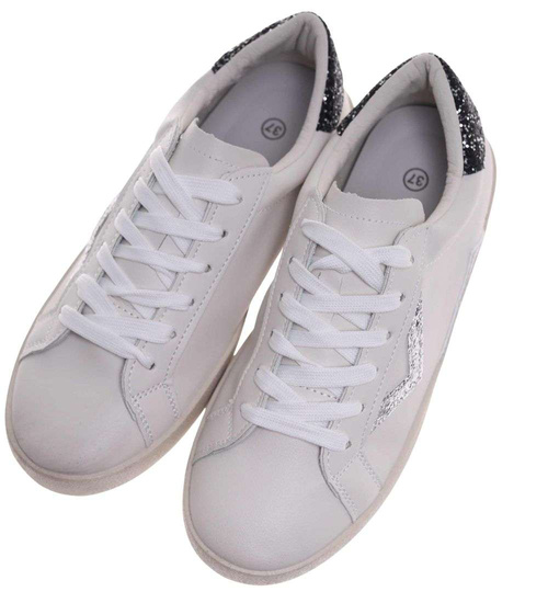 Trampki damskie sznurowane białe buty /F7-3 18689 G155/