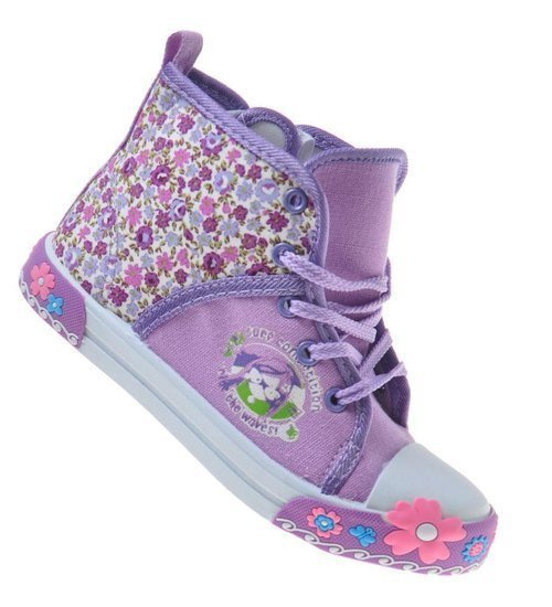 Wysokie wiosenne trampki dziecięce fioletowe w kwiatki /E1-2 7552 S089/