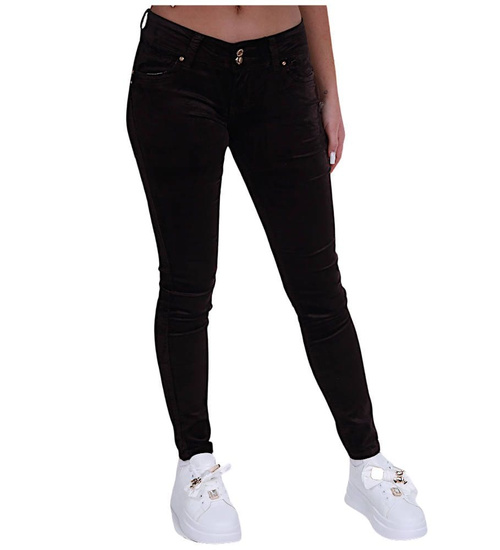 Brązowe błyszczące spodnie damskie /H2 K68 UB783A G3-70/