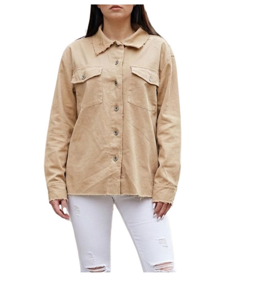 Ciemno beżowa koszula damska oversize /H UB813 S235/